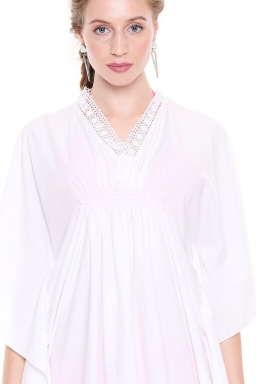 ROUCHED LACE COVER UP White - XS - Comfort Fit (White, XL, Comfort Fit)